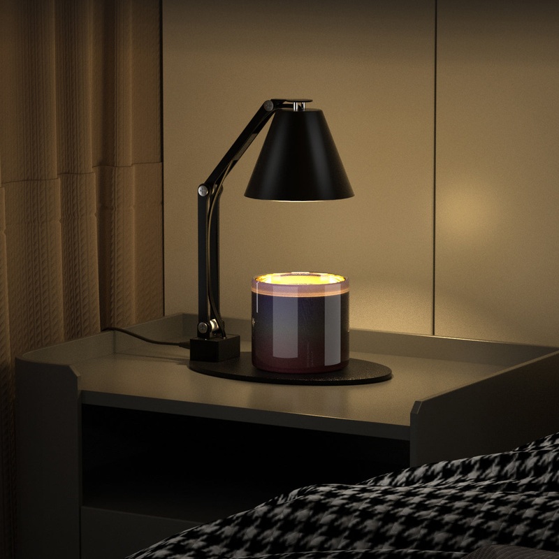 Modern Minimalist Romantic Collapsible Cylinder Striped Iron Glass Shade 1-Light Aroma Melting Wax Table Lamp For Bedroom