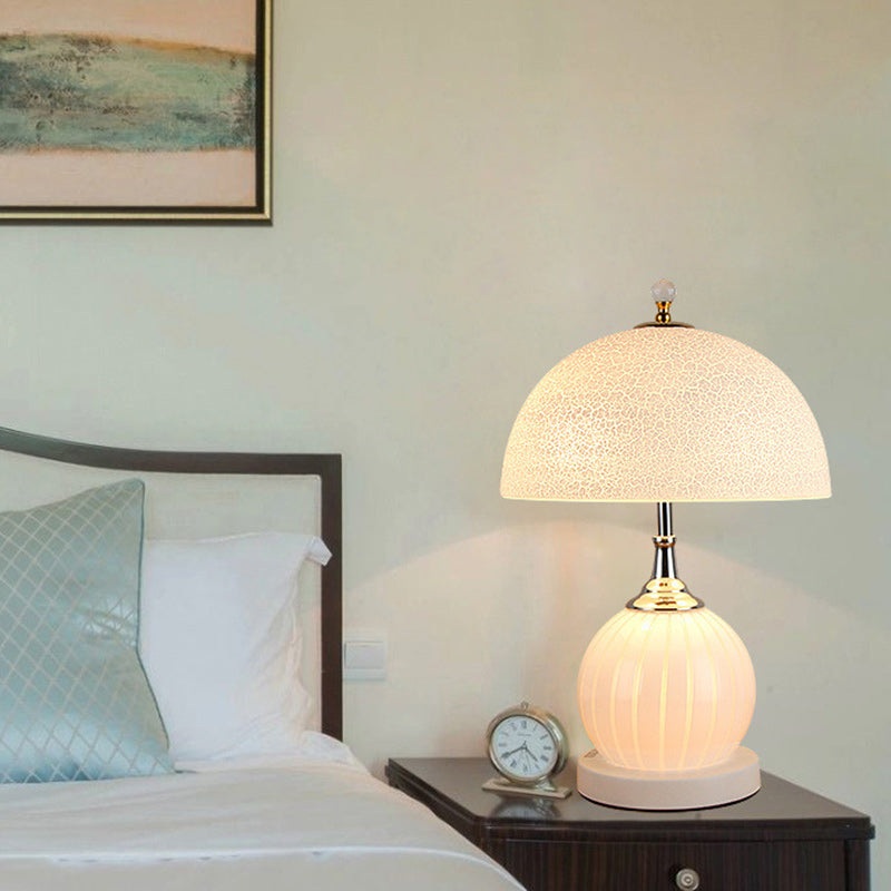 Modern Minimalist Round Semicircle Orb Iron Glass 2-Light Table Lamp For Bedroom