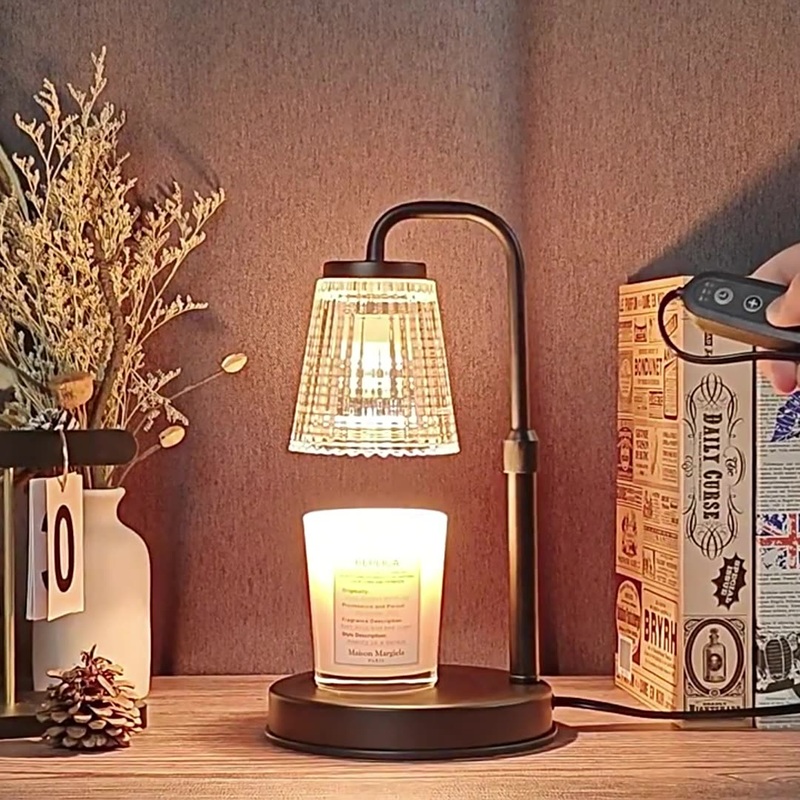 Modern Simplicity Iron Glass Cylinder Shade 1-Light Melting Wax Table Lamp For Bedroom