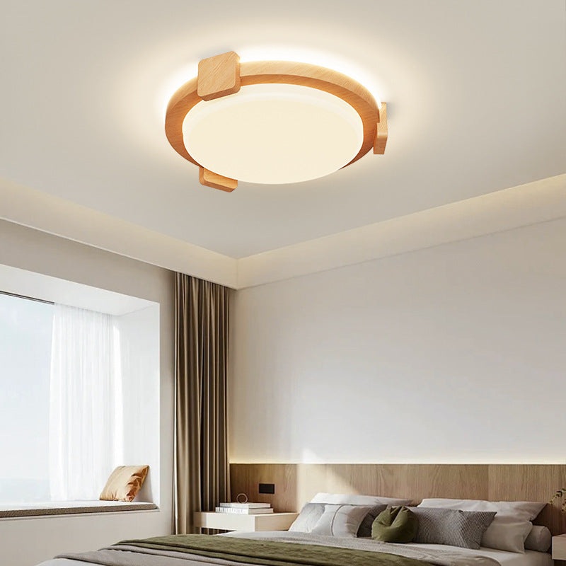 Traditional Chinese Round Square Acrylic Iron LED Flush Mount Ceiling Light For Living Room