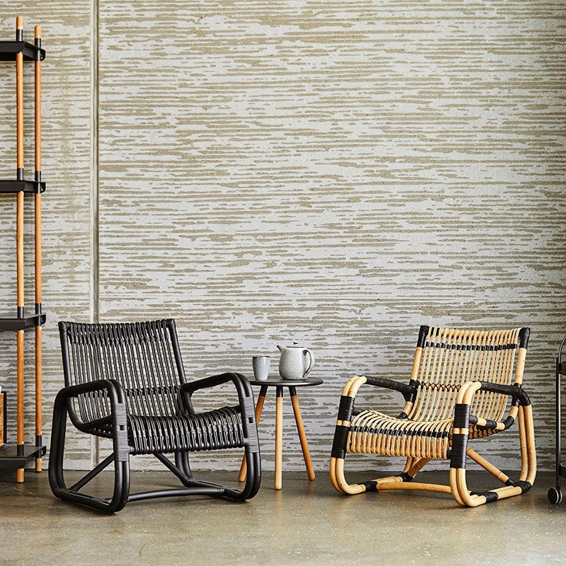 Traditional Japanese Weaving Imitation Rattan Glass Round Coffee Table & Chair Set For Living Room