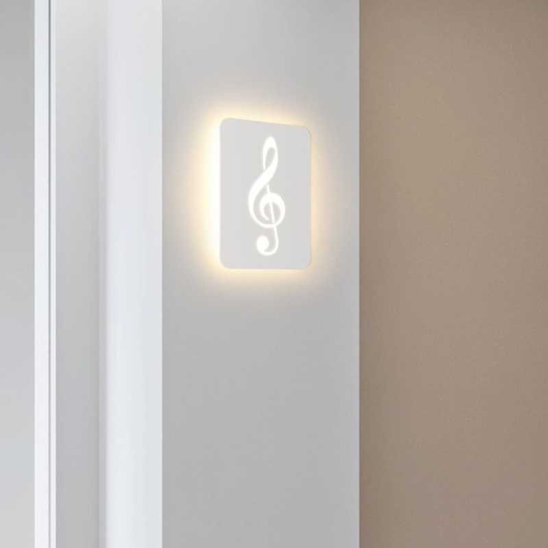 Contemporary Creative Rectangle Round Rose Note Deer Iron Acrylic LED Wall Sconce Lamp For Bedroom