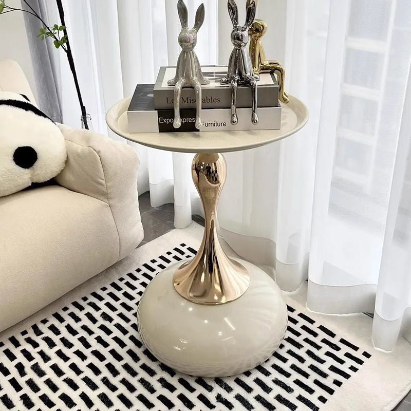 Contemporary Creative Round Steel End Table 1-Tier For Living Room