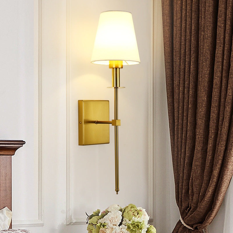 Contemporary Nordic Drum Iron Fabric 1-Light Wall Sconce Lamp For Living Room