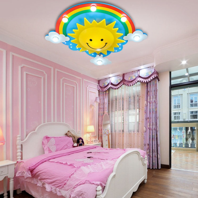 Modern Creative Rainbow Sun Children's LED Flush Mount Lighting