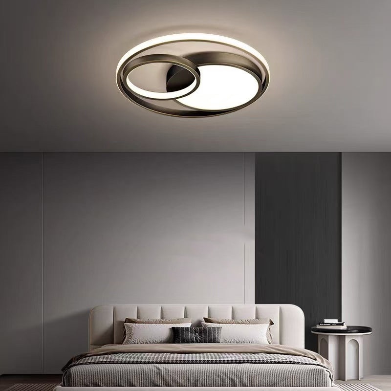 Modern Luxury Circle Copper Acrylic LED Flush Mount Ceiling Light For Bedroom