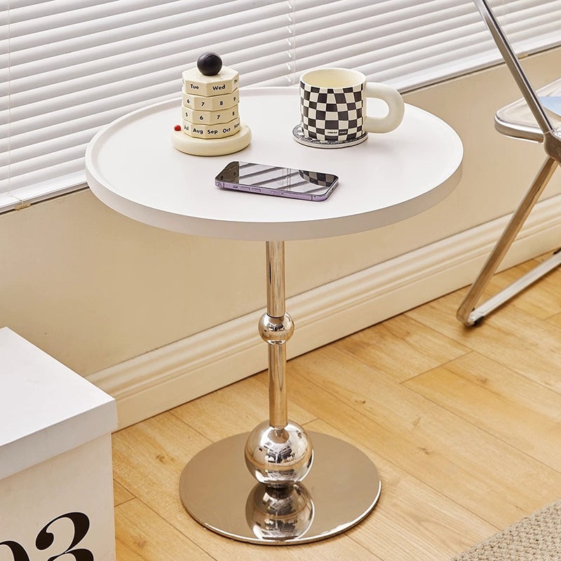 Modern Simplicity Round Glass Iron Stainless Steel Side Table 1 - Tray For Living Room