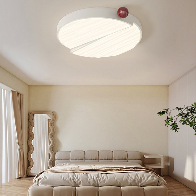 Contemporary Nordic Iron PVC Round Square Wave Texture Ball LED Flush Mount Ceiling Light For Bedroom