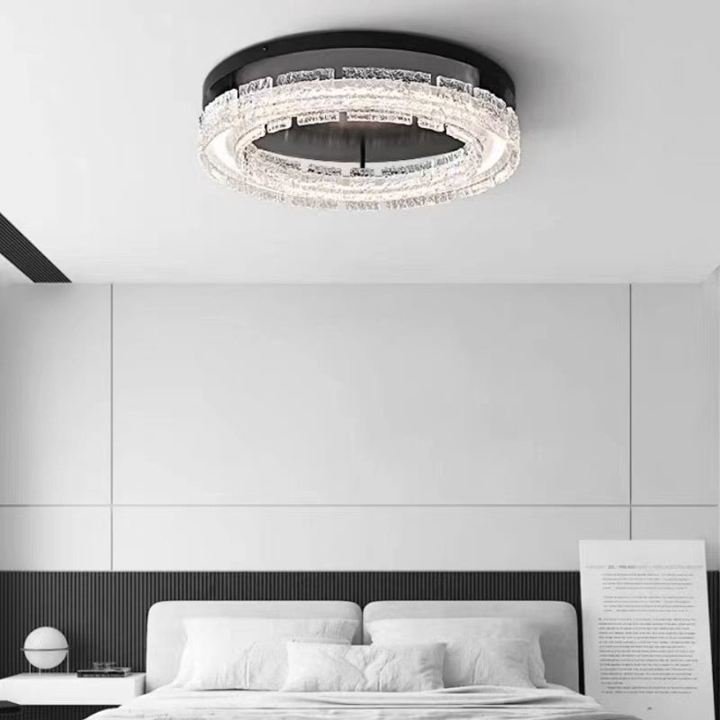Contemporary Nordic Round Aluminum Resin LED Flush Mount Ceiling Light For Bedroom