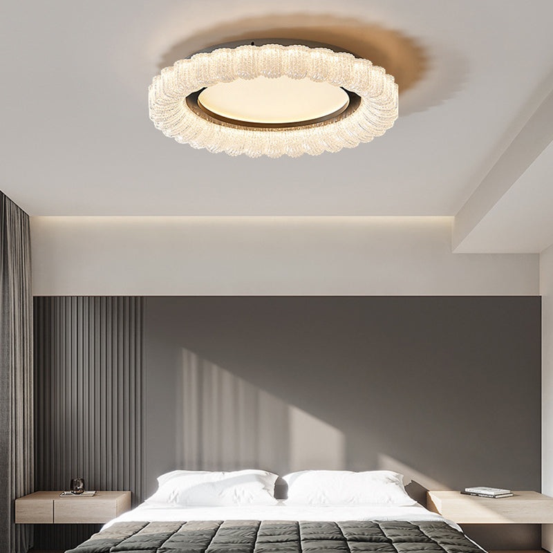 Modern Minimalist Round Lace Hardware Acrylic LED Flush Mount Ceiling Light For Bedroom