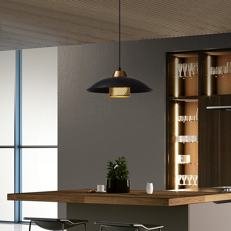 Contemporary Scandinavian Bowl Shape Aluminum Iron Lampshade 1 - Light Pendant Light For Dining Room
