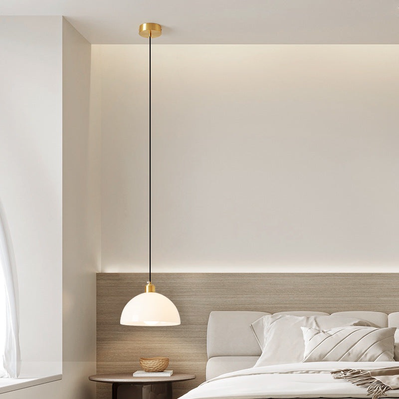 Modern Minimalist Dome Copper Glass 1-Light Pendant Light For Living Room