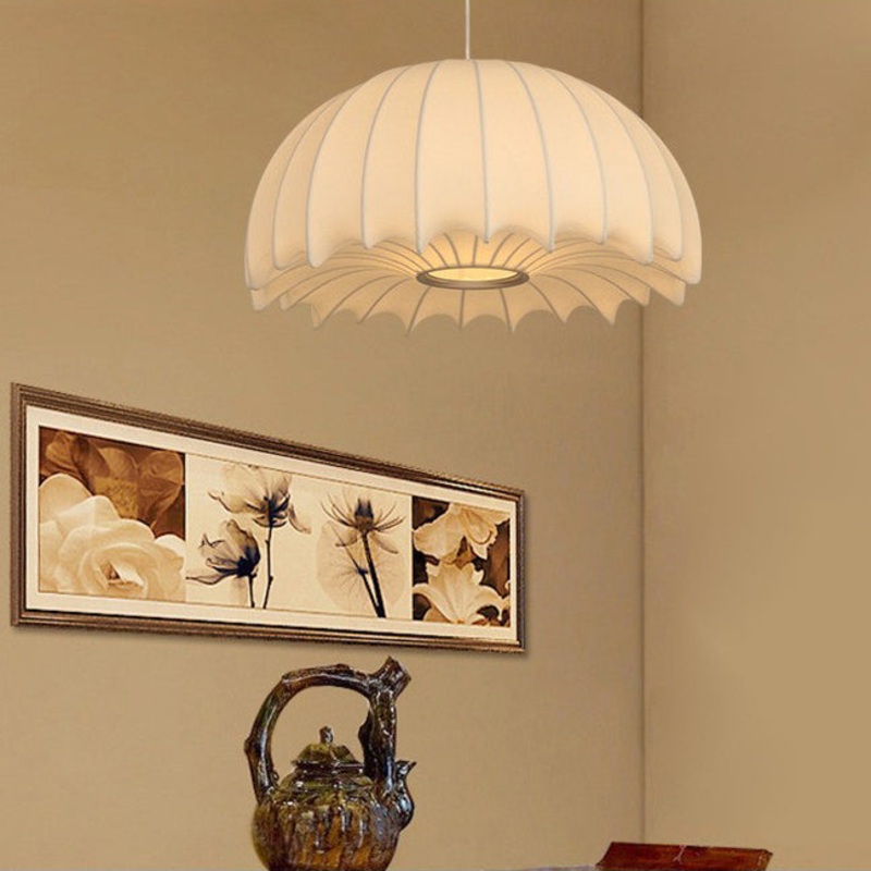 Traditional Japanese Umbrella Shape Artificial Silk Lampshade Iron 1 - Light Chandelier For Dining Room
