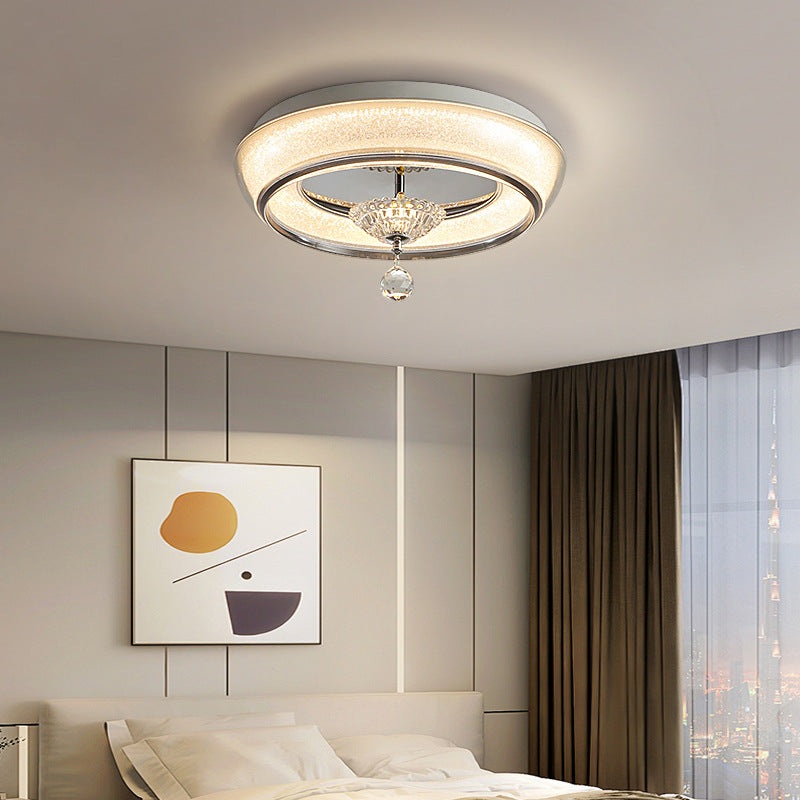 Contemporary Nordic Round Acrylic Lampshade Crystal Hardware LED Flush Mount Ceiling Light For Bedroom