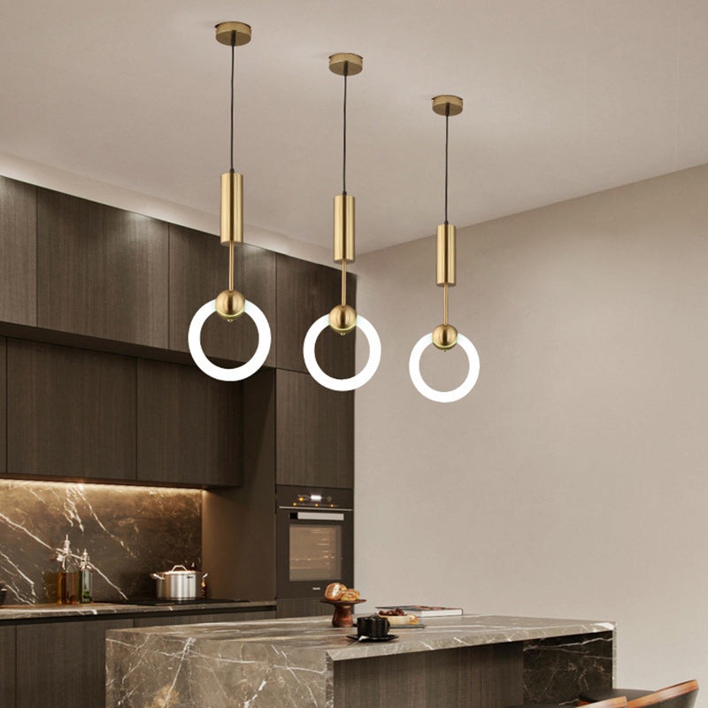 Modern Luxury Dome Circle Iron Glass LED Pendant Light For Dining Room