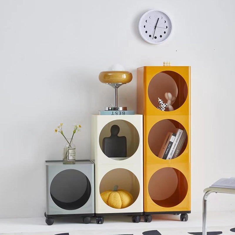 Modern Simplicity Cubic Round Square ABS End Table 1/2/3 Tier Storage Movable For Living Room
