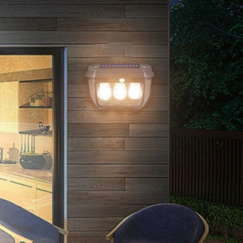 Contemporary Industrial ABS Waterproof LED Outdoor Solar Wall Sconce Lamp For Garden