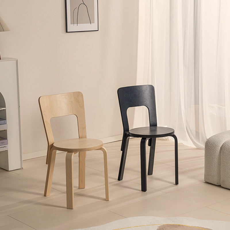 Contemporary Nordic Birch Wood Round Rectangular Dining Chair Backrest For Dining Room
