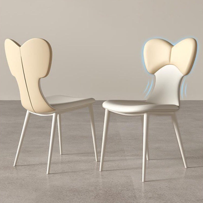 Contemporary Nordic Leather Steel Square Bow Tie Dining Chair Backrest For Dining Room