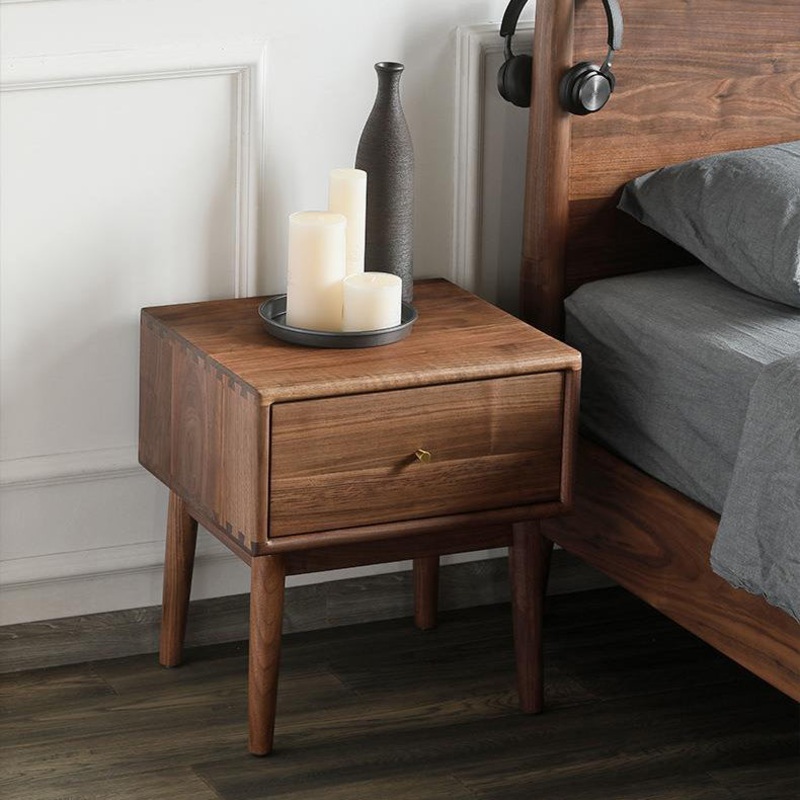Traditional French Rectangular Wood End Table 1-Drawer For Living Room