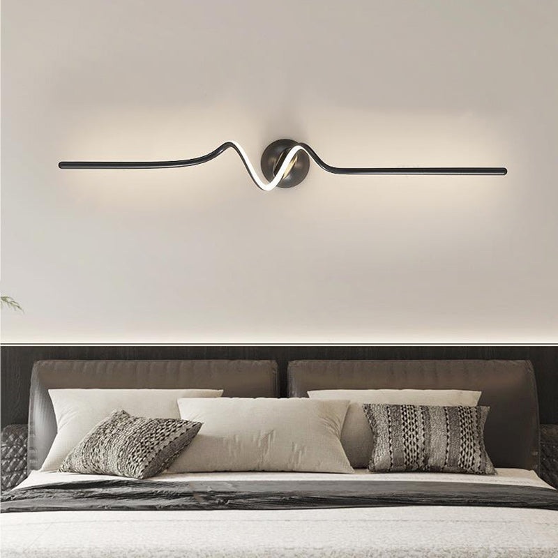 Contemporary Creative Line Bend Long Silicone Aluminum LED Wall Sconce Lamp For Bedroom