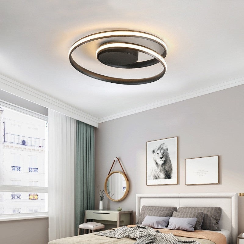 Contemporary Nordic Circles Strip Iron Silicone LED Flush Mount Ceiling Light For Bedroom