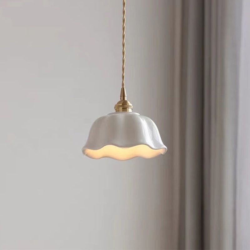 Contemporary Nordic Dome Copper Ceramic 1-Light Pendant Light For Living Room
