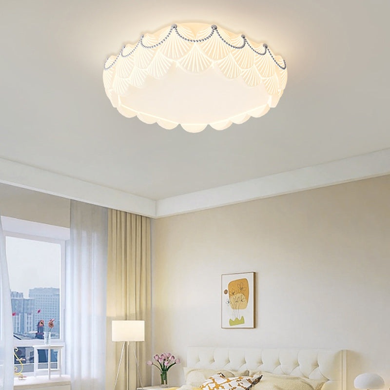 Contemporary Nordic Round Rectangle Cream Rotational Molding Hardware Acrylic LED Flush Mount Ceiling Light For Living Room