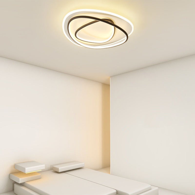 Modern Minimalist Irregular Round Aluminum Silicone LED Flush Mount Ceiling Light For Bedroom