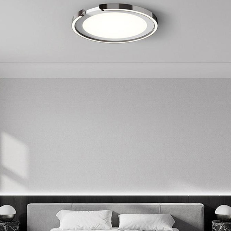 Modern Minimalist Round Aluminum Silicone Iron LED Flush Mount Ceiling Light For Bedroom