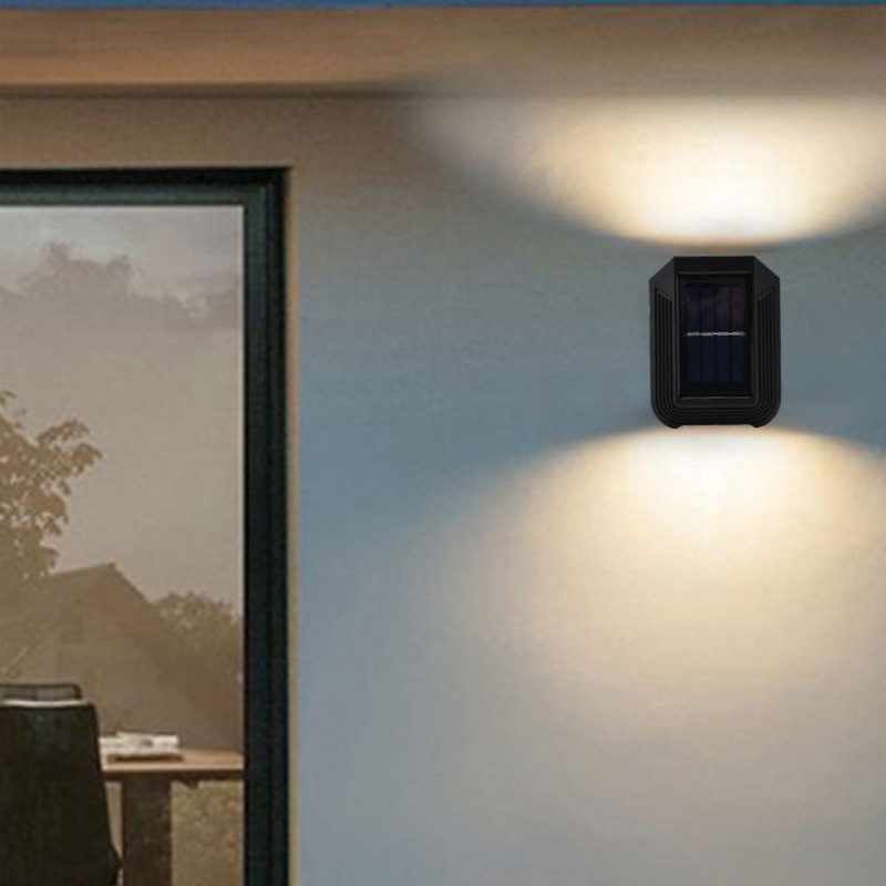Modern Minimalist Solar Waterproof Rectangle ABS Plastic LED Outdoor Wall Sconce Lamp For Garden