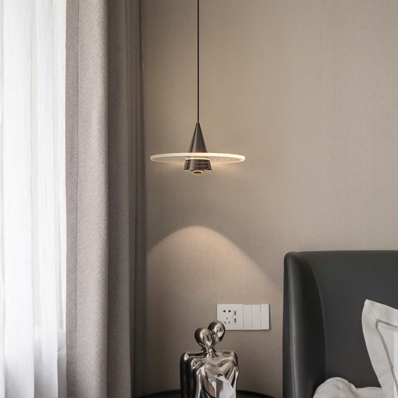 Modern Simplicity Cone Iron Aluminum LED Pendant Light For Bedroom
