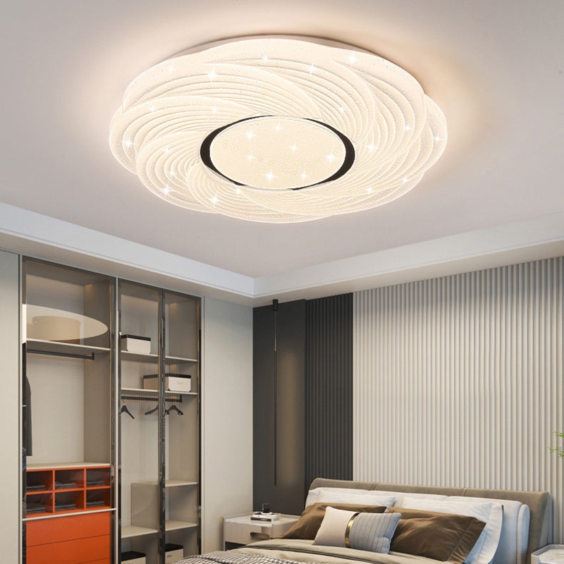 Modern Simplicity Iron Acrylic Square Round Petal LED Flush Mount Ceiling Light For Bedroom