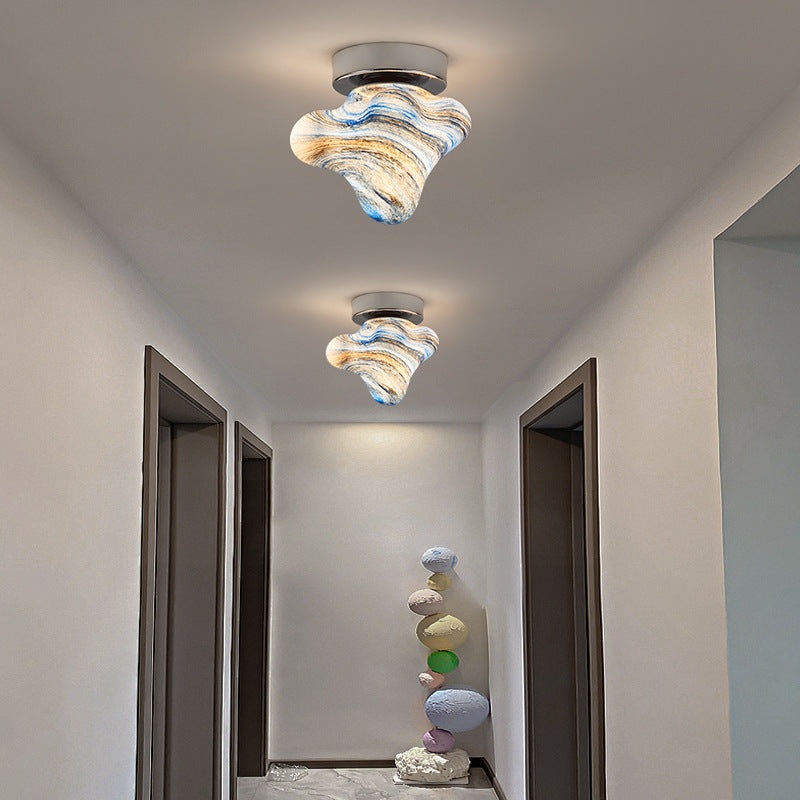 Contemporary Creative Dome Cartoon Starfish Hardware Glass 1 - Light Semi-Flush Mount Ceiling Light For Hallways