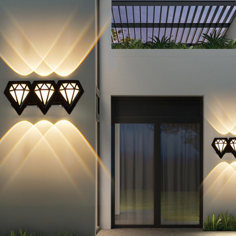 Contemporary Creative Waterproof Aluminum Acrylic Diamond LED Wall Sconce Lamp For Outdoor Patio
