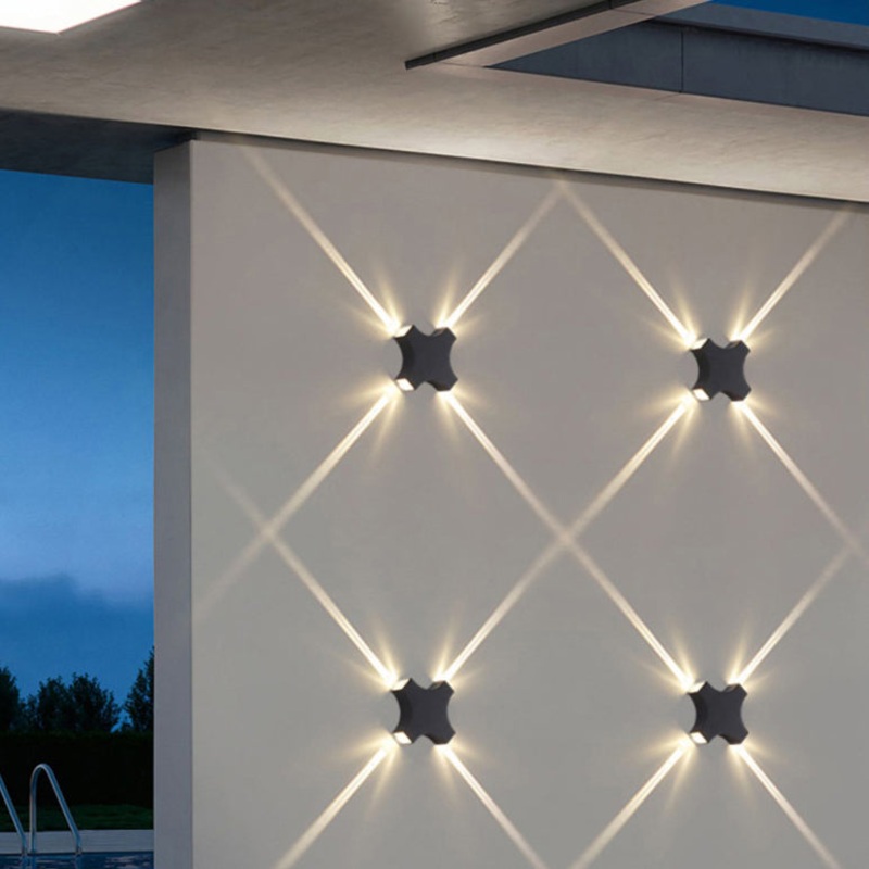 Contemporary Creative Waterproof Aluminum Crosshair Star LED Wall Sconce Lamp For Outdoor Patio