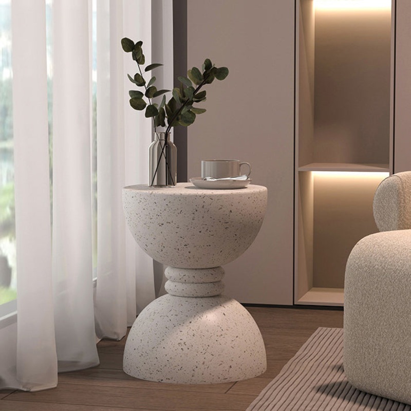 Contemporary Nordic Hourglass Magnesium Oxide Side Table 1 - Tier For Living Room
