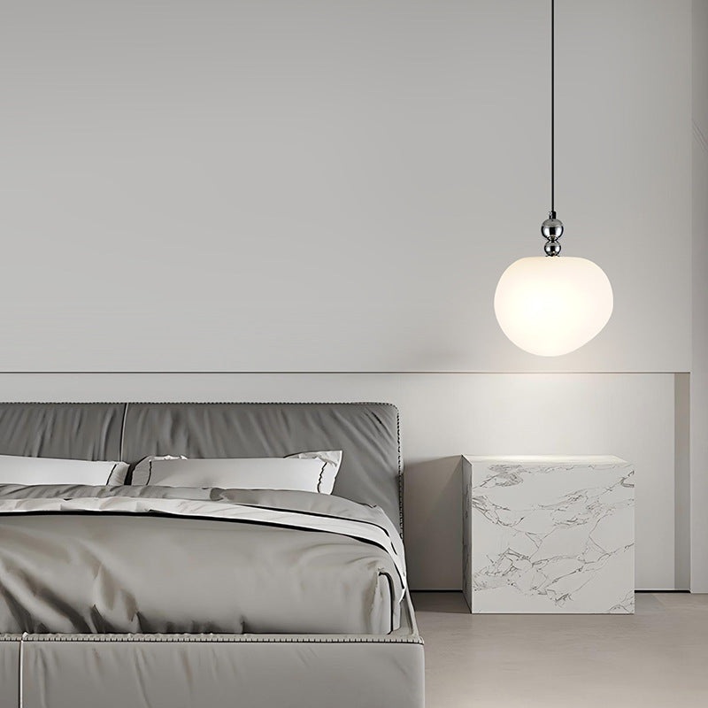 Contemporary Scandinavian Dome Apple Shape Liftable Roto-molding Lampshade Iron LED Pendant Light For Bedroom