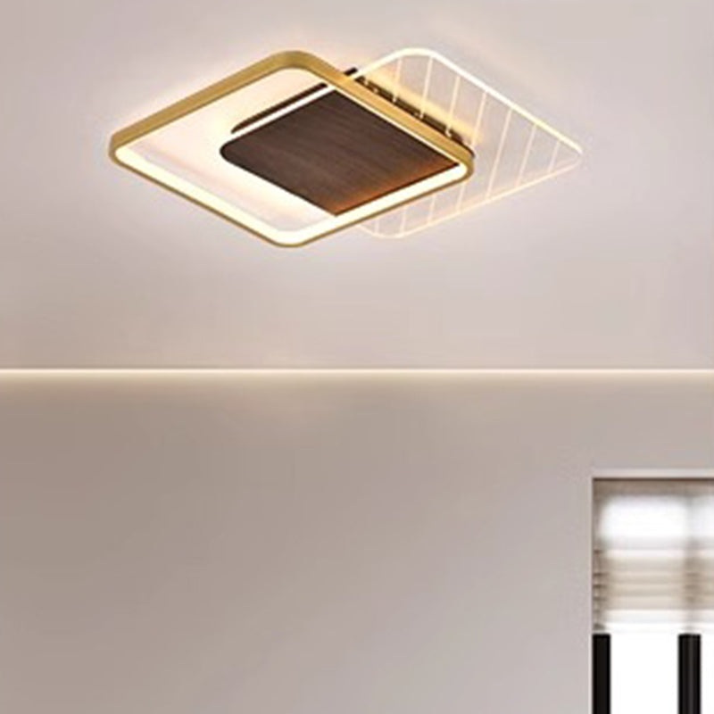 Contemporary Scandinavian Round Ring Square Acrylic Iron LED Flush Mount Ceiling Light For Living Room