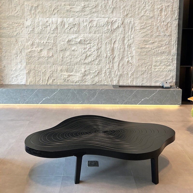 Contemporary Scandinavian Solid Wood Irregular Cloud Growth Ring Coffee Table For Living Room
