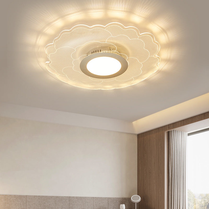 Modern Eclectic Flower Iron Acrylic LED Semi-Flush-Mount Ceiling Light For Bedroom