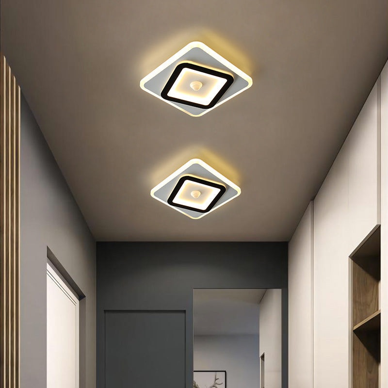 Modern Minimalist Geometry Square Iron Acrylic LED Flush Mount Ceiling Light For Living Room