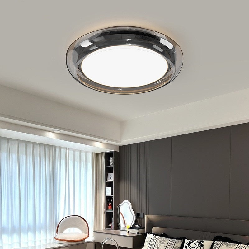 Modern Minimalist Hardware Acrylic Geometry Circle LED Flush Mount Ceiling Light For Living Room