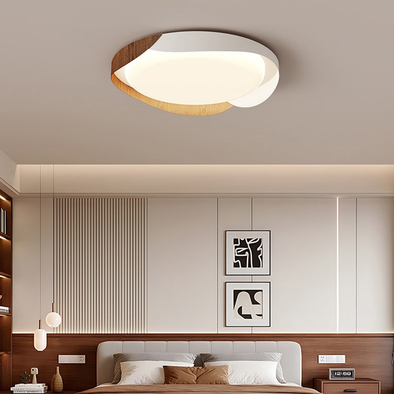 Modern Minimalist Iron & Acrylic Round Square Rectangular Wavy LED Flush Mount Ceiling Light For Bedroom & Living Room
