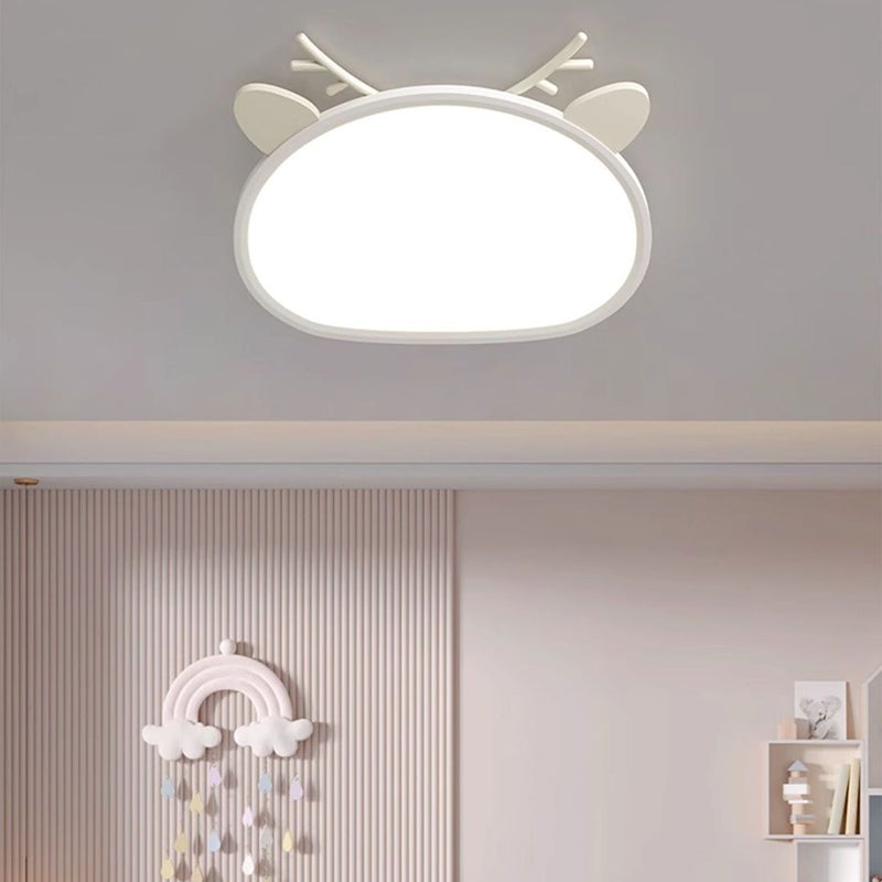 Modern Minimalist Kid Animal Iron Aluminum LED Flush Mount Ceiling Light For Bedroom