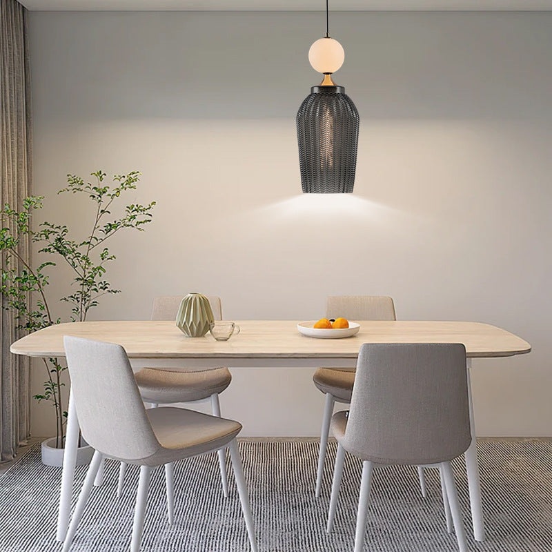 Contemporary Scandinavian Dome Iron Lampshade Glass Ball 1/2 - Light Pendant Light For Dining Room