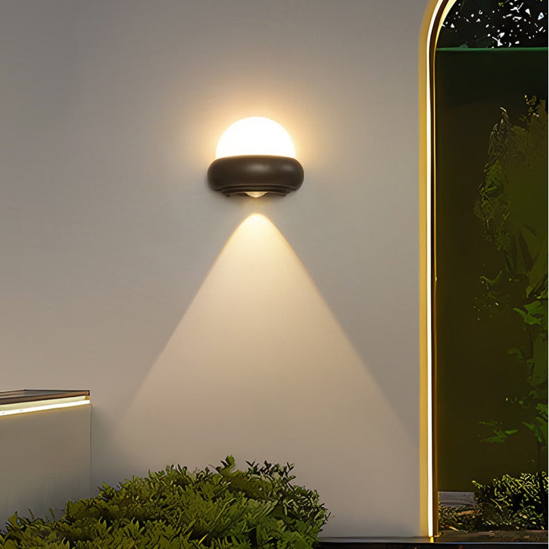 Contemporary Nordic Waterproof Aluminum Ellipse LED Outdoor Wall Sconce Lamp For Garden