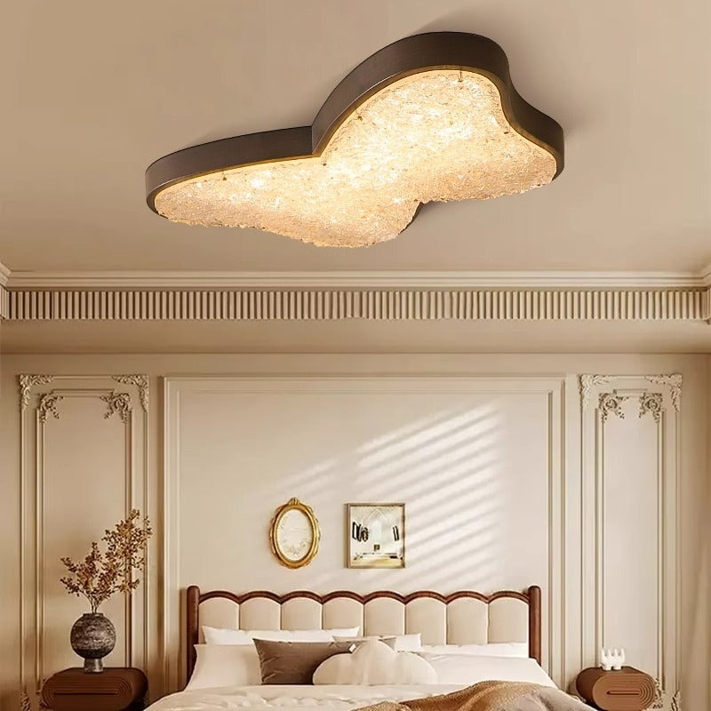 Traditional Vintage Butterfly Alloy Acrylic LED Flush Mount Ceiling Light For Bedroom