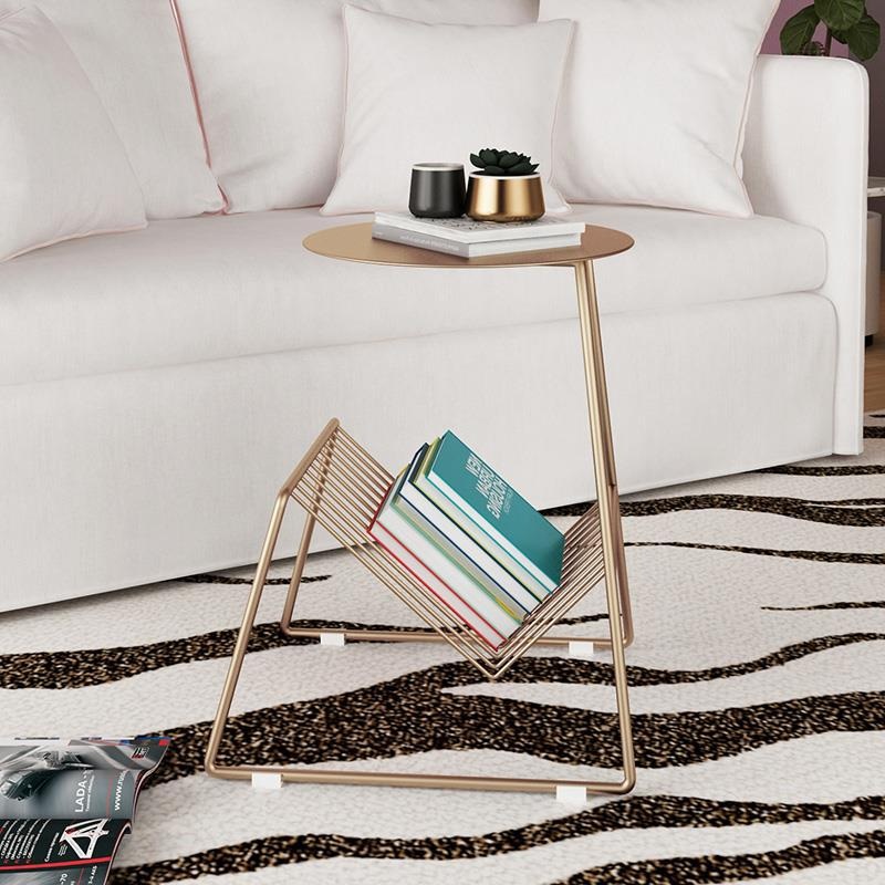 Contemporary Scandinavian Round Tabletop Iron Coffee Table 1-Shelf For Living Room