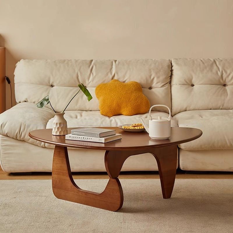 Traditional Japanese Triangle Rubber Wood Coffee Table For Living Room